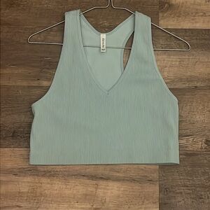 Zenana Sky Blue Ribbed Crop Top